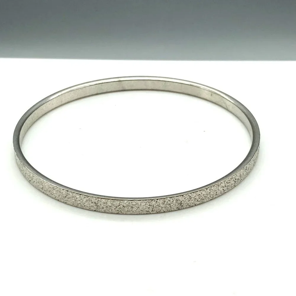 Vintage Monet Skinny Bangle, Silver Tone Textured Minimalist Stackable Fashion